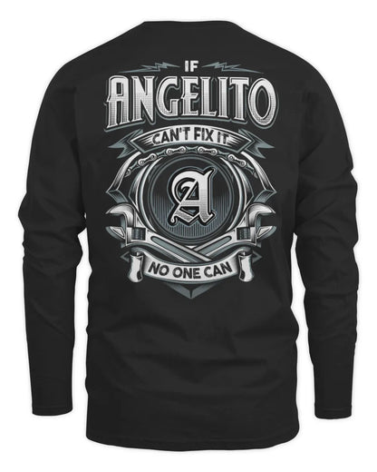 ANGELITO AP81-K4-626 - Personalized Ahmed Quote Apparel “If Ahmed Can't Fix It, No One Can” - Men's Long Sleeved T-Shirt - Black