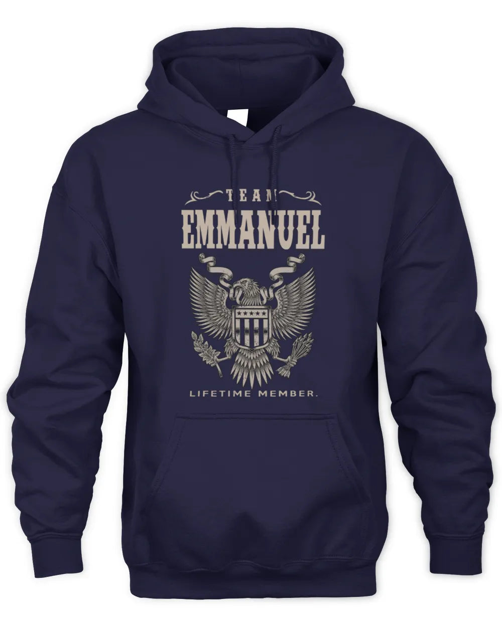 EMMANUEL TP06-K82 – Personalized Classic Style Apparel “Team NAME Lifetime Member” - Unisex Hoodie - Navy