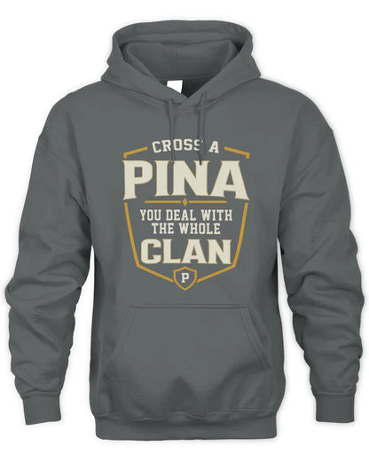 PINA NT1-K008 Cross A/An NAME, You Deal With the Whole Clan | Personalized Vintage T-Shirt - Unisex Hoodie - Charcoal