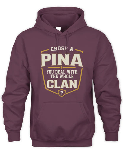 PINA NT1-K008 Cross A/An NAME, You Deal With the Whole Clan | Personalized Vintage T-Shirt - Unisex Hoodie - Maroon
