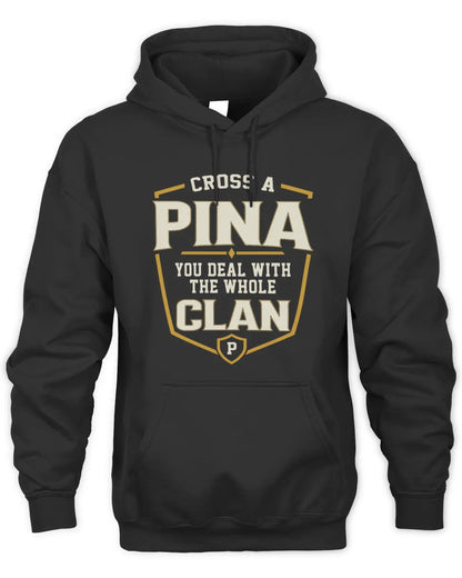 PINA NT1-K008 Cross A/An NAME, You Deal With the Whole Clan | Personalized Vintage T-Shirt - Unisex Hoodie - Black
