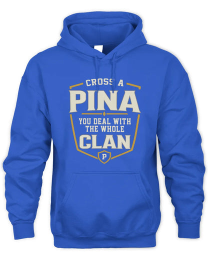 PINA NT1-K008 Cross A/An NAME, You Deal With the Whole Clan | Personalized Vintage T-Shirt - Unisex Hoodie - Royal