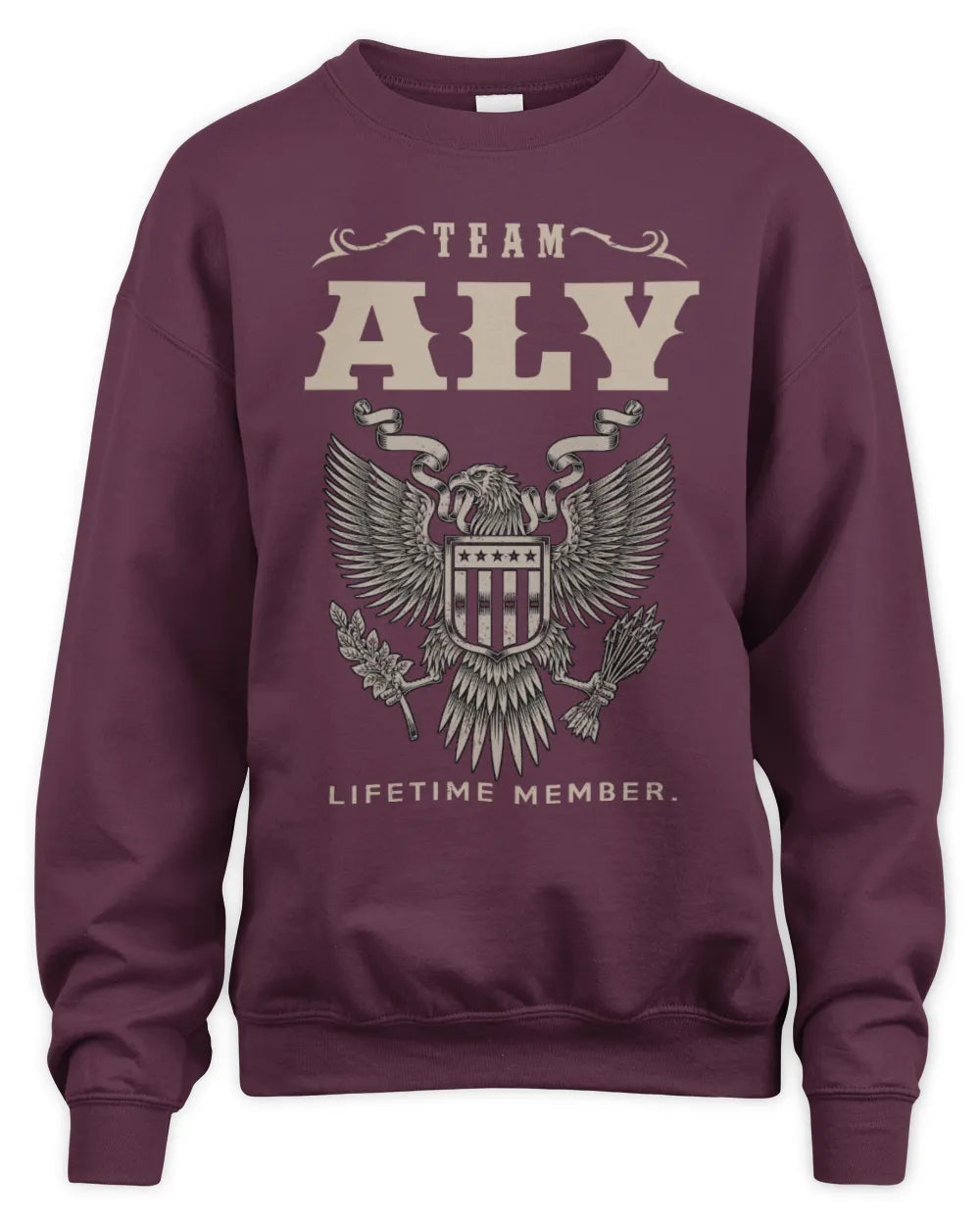 ALY TP06-K82 – Personalized Classic Style Apparel “Team NAME Lifetime Member” - Unisex Sweatshirt - Maroon