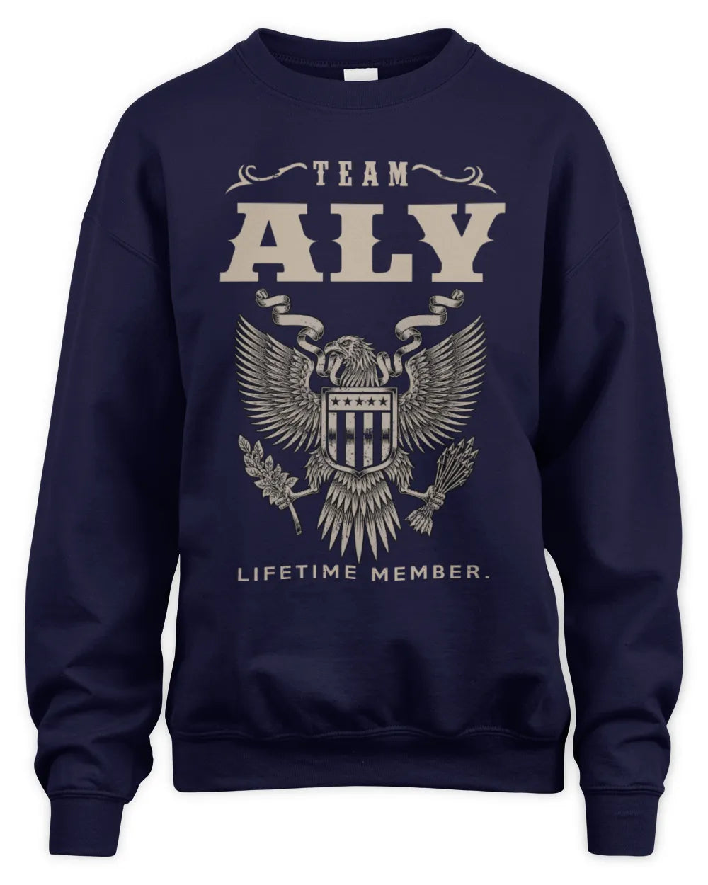 ALY TP06-K82 – Personalized Classic Style Apparel “Team NAME Lifetime Member” - Unisex Sweatshirt - Navy