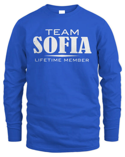 SOFIA BL62-K4-128 - Personalized “Team AARON Lifetime Member” - Men's Long Sleeved T-Shirt - Royal