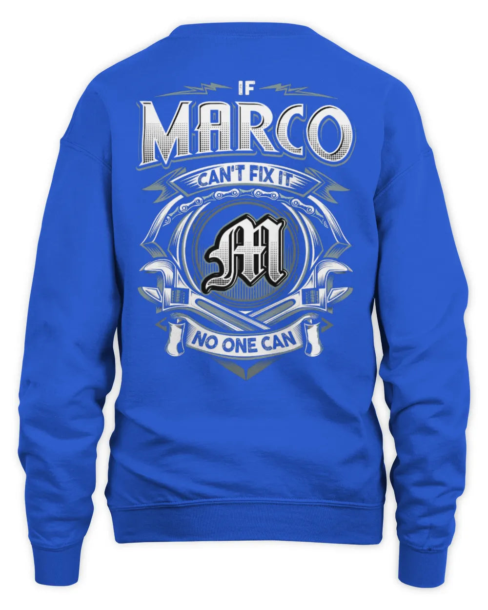 MARCO AP81-K4-626 - Personalized Ahmed Quote Apparel “If Ahmed Can't Fix It, No One Can” - Unisex Sweatshirt - Royal