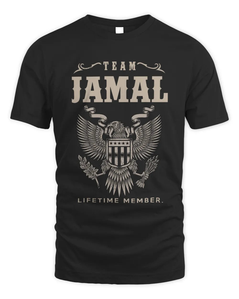 JAMAL TP06-K82 – Personalized Classic Style Apparel “Team NAME Lifetime Member” - Unisex Standard T-Shirt - Black