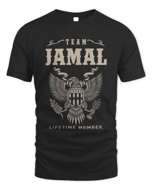 JAMAL TP06-K82 – Personalized Classic Style Apparel “Team NAME Lifetime Member” - Unisex Standard T-Shirt - Black