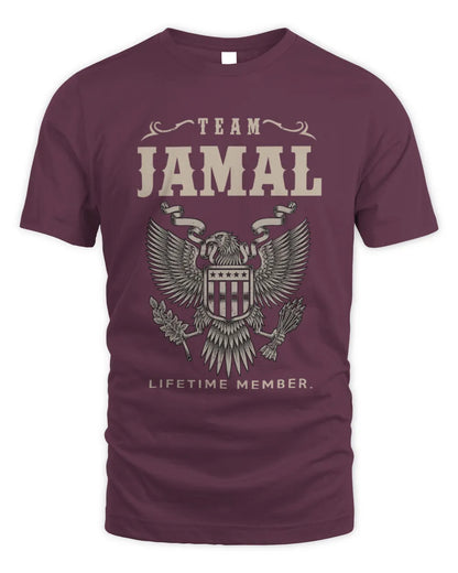 JAMAL TP06-K82 – Personalized Classic Style Apparel “Team NAME Lifetime Member” - Unisex Standard T-Shirt - Maroon