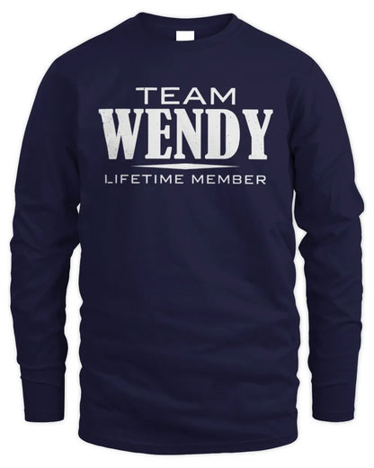 WENDY BL62-K4-128 - Personalized “Team NAME Lifetime Member” - Men's Long Sleeved T-Shirt - Navy