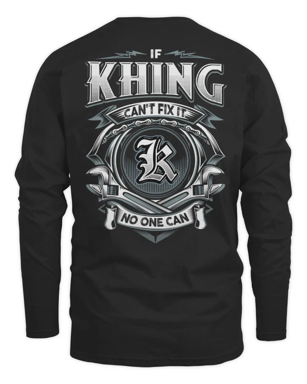 KHING AP81-K4-626 - Personalized Ahmed Quote Apparel “If Ahmed Can't Fix It, No One Can” - Men's Long Sleeved T-Shirt - Black