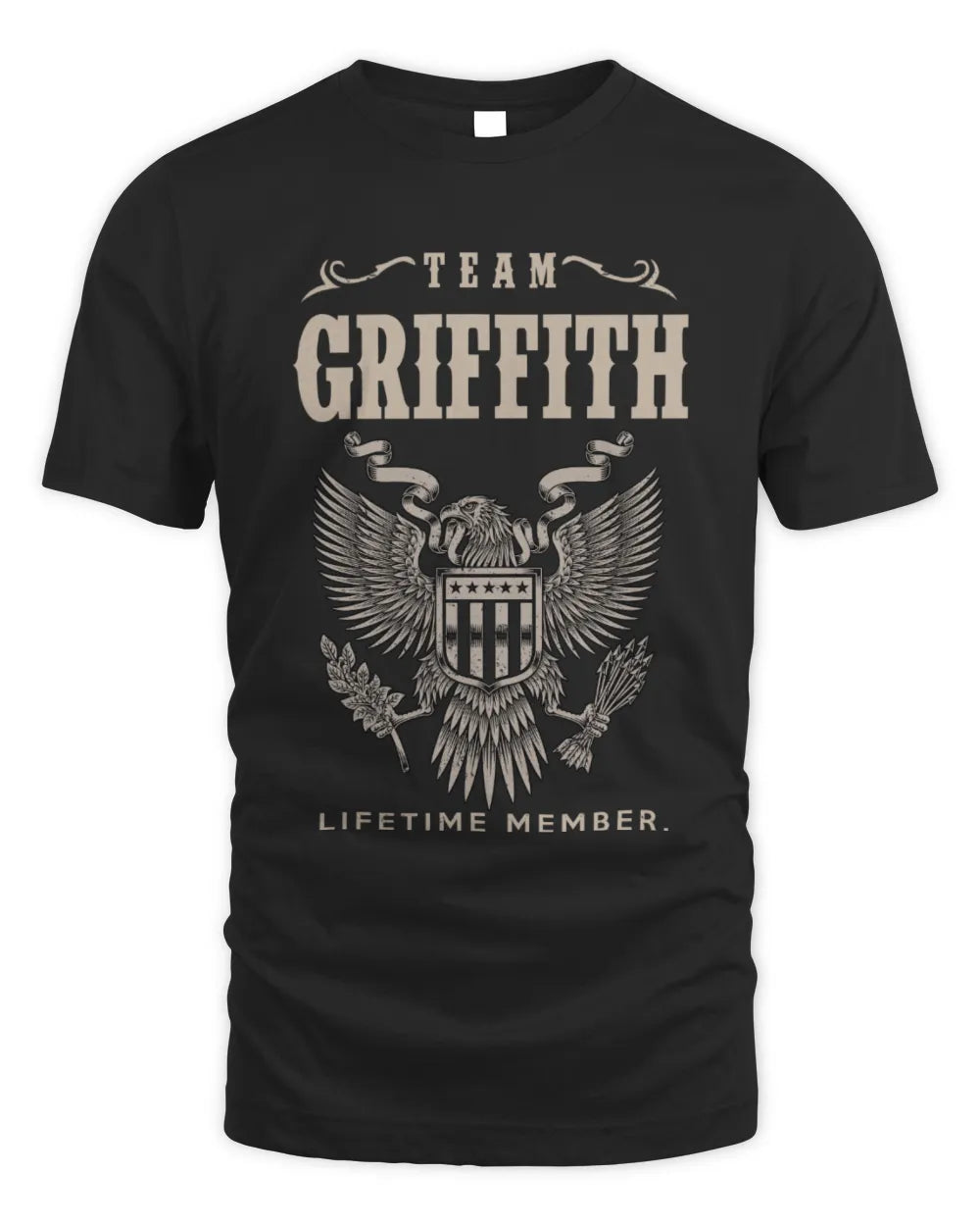 GRIFFITH TP06-K82 – Personalized Classic Style Apparel “Team NAME Lifetime Member” - Unisex Standard T-Shirt - Black
