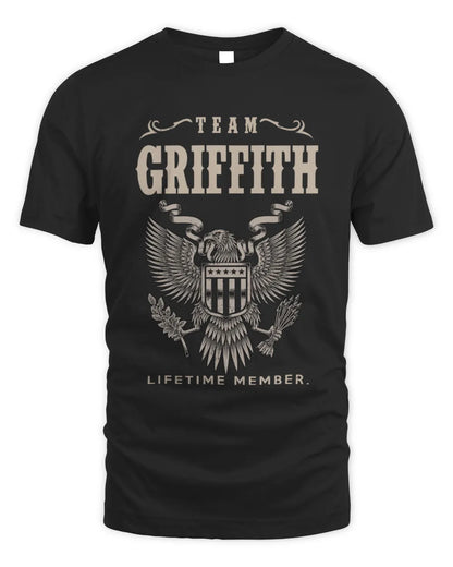 GRIFFITH TP06-K82 – Personalized Classic Style Apparel “Team NAME Lifetime Member” - Unisex Standard T-Shirt - Black