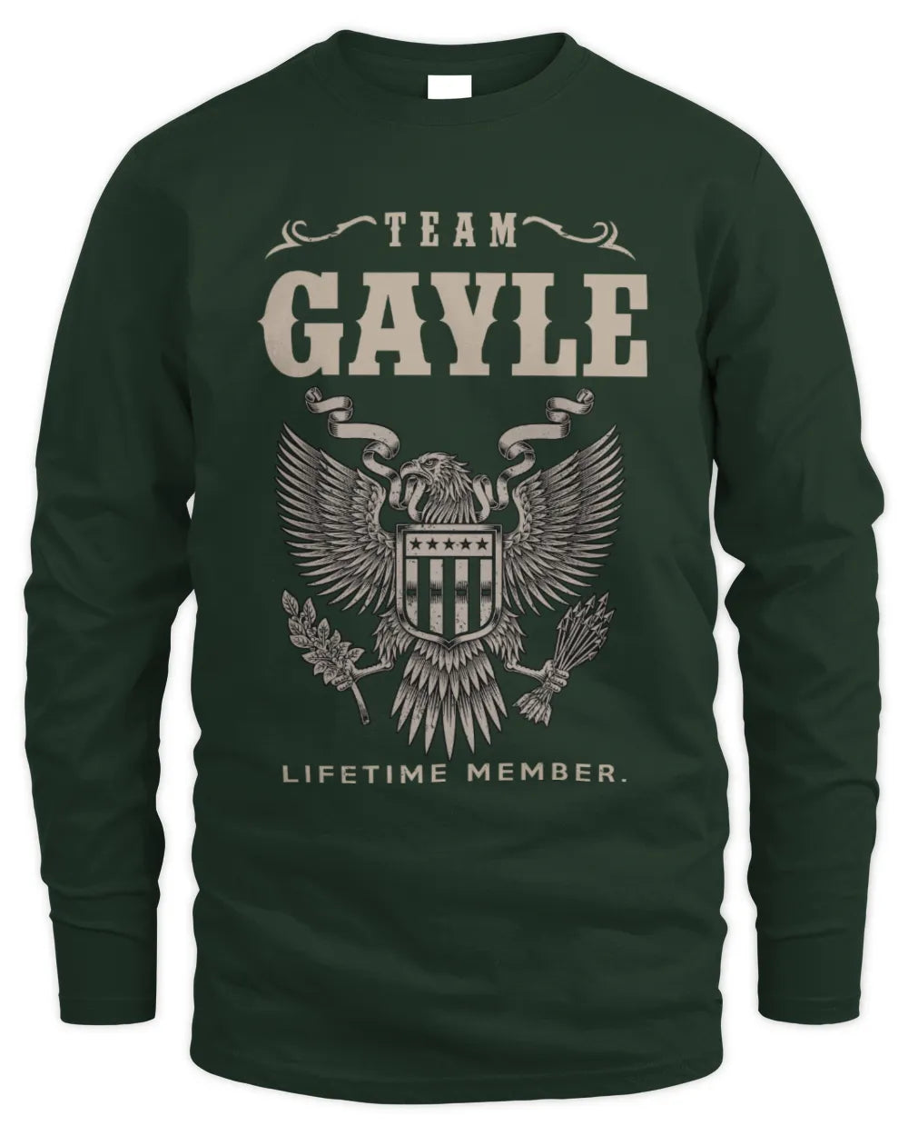 GAYLE TP06-K82 – Personalized Classic Style Apparel “Team NAME Lifetime Member” - Men's Long Sleeved T-Shirt - Forest Green