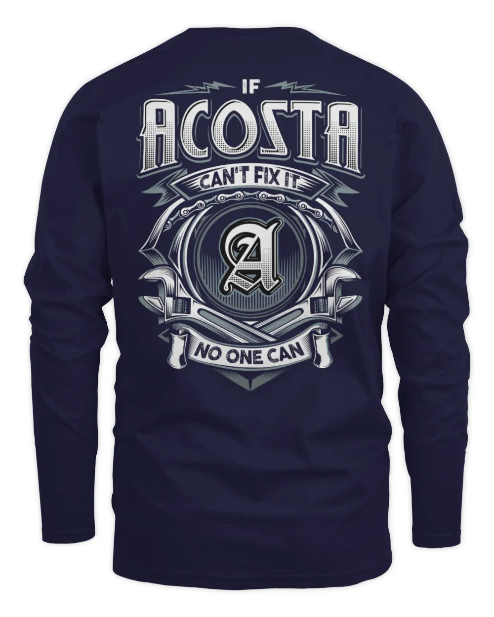ACOSTA AP81-K4-626 - Personalized Ahmed Quote Apparel “If Ahmed Can't Fix It, No One Can” - Men's Long Sleeved T-Shirt - Navy