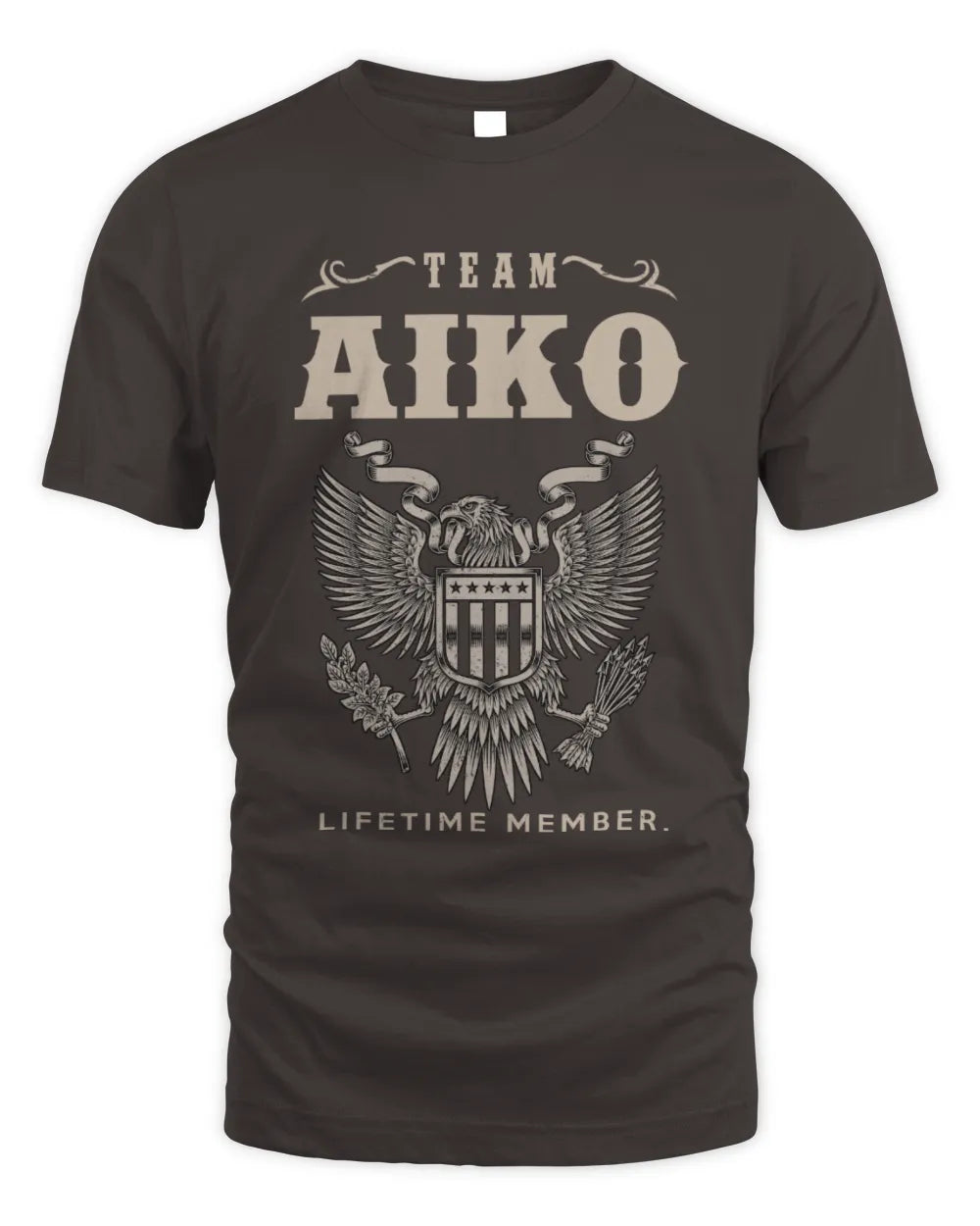 AIKO TP06-K82 – Personalized Classic Style Apparel “Team NAME Lifetime Member” - Unisex Standard T-Shirt - Dark Chocolate