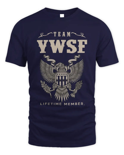 YWSF TP06-K82 – Personalized Classic Style Apparel “Team NAME Lifetime Member” - Unisex Standard T-Shirt - Navy
