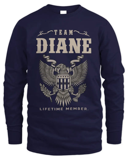 DIANE TP06-K82 – Personalized Classic Style Apparel “Team NAME Lifetime Member” - Men's Long Sleeved T-Shirt - Navy