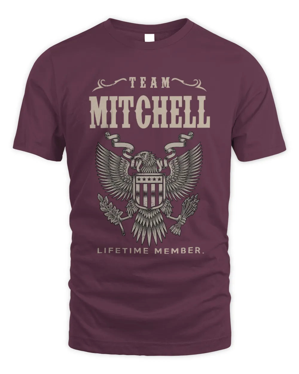 MITCHELL TP06-K82 – Personalized Classic Style Apparel “Team NAME Lifetime Member” - Unisex Standard T-Shirt - Maroon