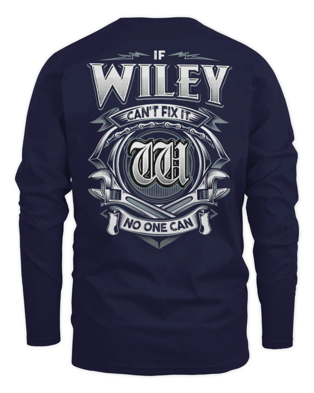 WILEY AP81-K4-626 - Personalized Ahmed Quote Apparel “If Ahmed Can't Fix It, No One Can” - Men's Long Sleeved T-Shirt - Navy