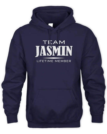 JASMIN BL62-K4-128 - Personalized “Team NAME Lifetime Member” - Unisex Hoodie - Navy