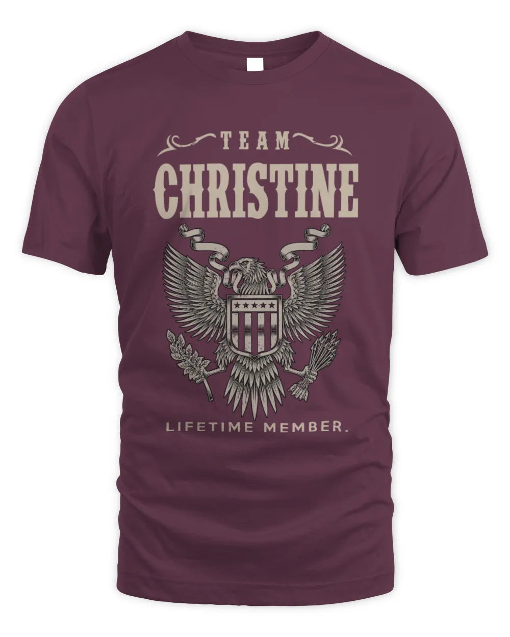 CHRISTINE TP06-K82 – Personalized Classic Style Apparel “Team NAME Lifetime Member” - Unisex Standard T-Shirt - Maroon