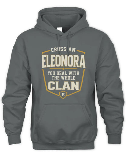 ELEONORA NT1-K008 Cross A/An NAME, You Deal With the Whole Clan | Personalized Vintage T-Shirt - Unisex Hoodie - Charcoal