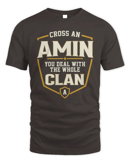 AMIN NT1-K008 Cross A/An NAME, You Deal With the Whole Clan | Personalized Vintage T-Shirt - Unisex Standard T-Shirt - Dark Chocolate