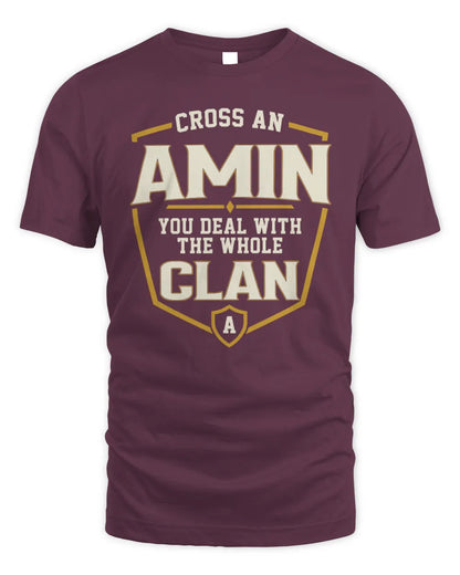 AMIN NT1-K008 Cross A/An NAME, You Deal With the Whole Clan | Personalized Vintage T-Shirt - Unisex Standard T-Shirt - Maroon