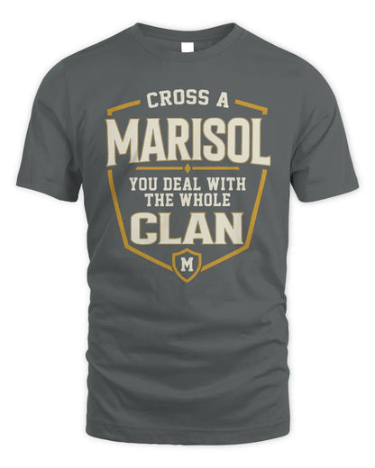 MARISOL NT1-K008 Cross A/An NAME, You Deal With the Whole Clan | Personalized Vintage T-Shirt - Unisex Standard T-Shirt - Charcoal
