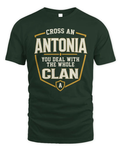 ANTONIA NT1-K008 Cross A/An NAME, You Deal With the Whole Clan | Personalized Vintage T-Shirt - Unisex Standard T-Shirt - Forest Green