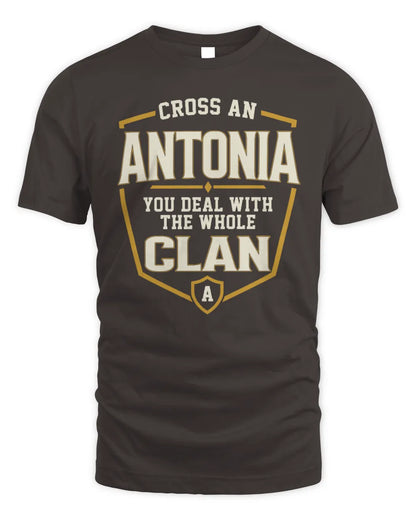 ANTONIA NT1-K008 Cross A/An NAME, You Deal With the Whole Clan | Personalized Vintage T-Shirt - Unisex Standard T-Shirt - Dark Chocolate
