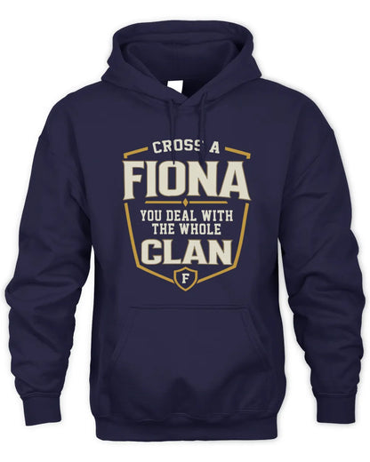 FIONA NT1-K008 Cross A/An NAME, You Deal With the Whole Clan | Personalized Vintage T-Shirt - Unisex Hoodie - Navy