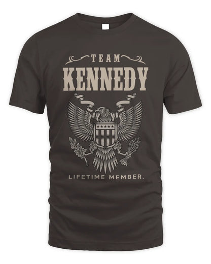 KENNEDY TP06-K82 – Personalized Classic Style Apparel “Team NAME Lifetime Member” - Unisex Standard T-Shirt - Dark Chocolate