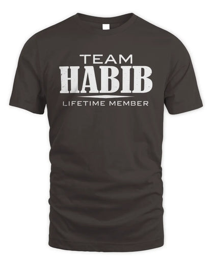 HABIB BL62-K4-128 - Personalized “Team NAME Lifetime Member” - Unisex Standard T-Shirt - Dark Chocolate