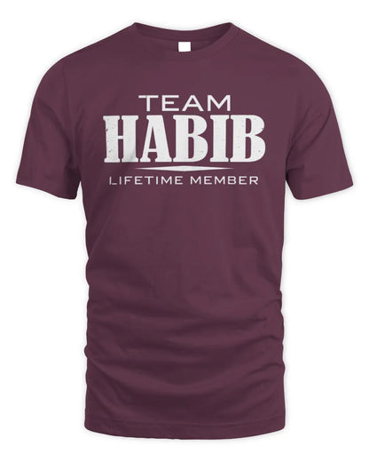 HABIB BL62-K4-128 - Personalized “Team NAME Lifetime Member” - Unisex Standard T-Shirt - Maroon