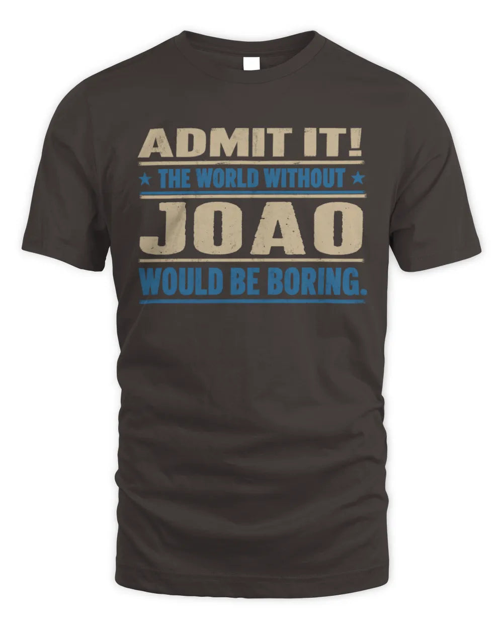 JOAO TP68-K2-968 – Personalized Funny Quote Apparel “The World Without NAME Would Be Boring” - Unisex Standard T-Shirt - Dark Chocolate