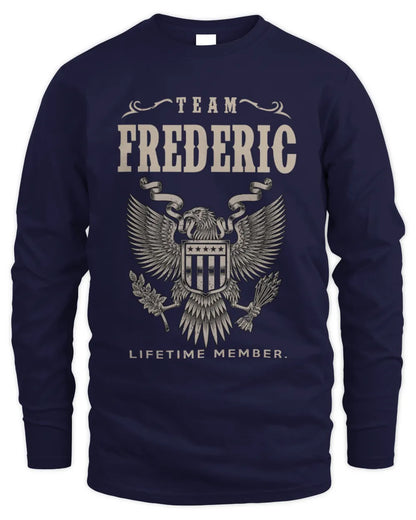 FREDERIC TP06-K82 – Personalized Classic Style Apparel “Team NAME Lifetime Member” - Men's Long Sleeved T-Shirt - Navy