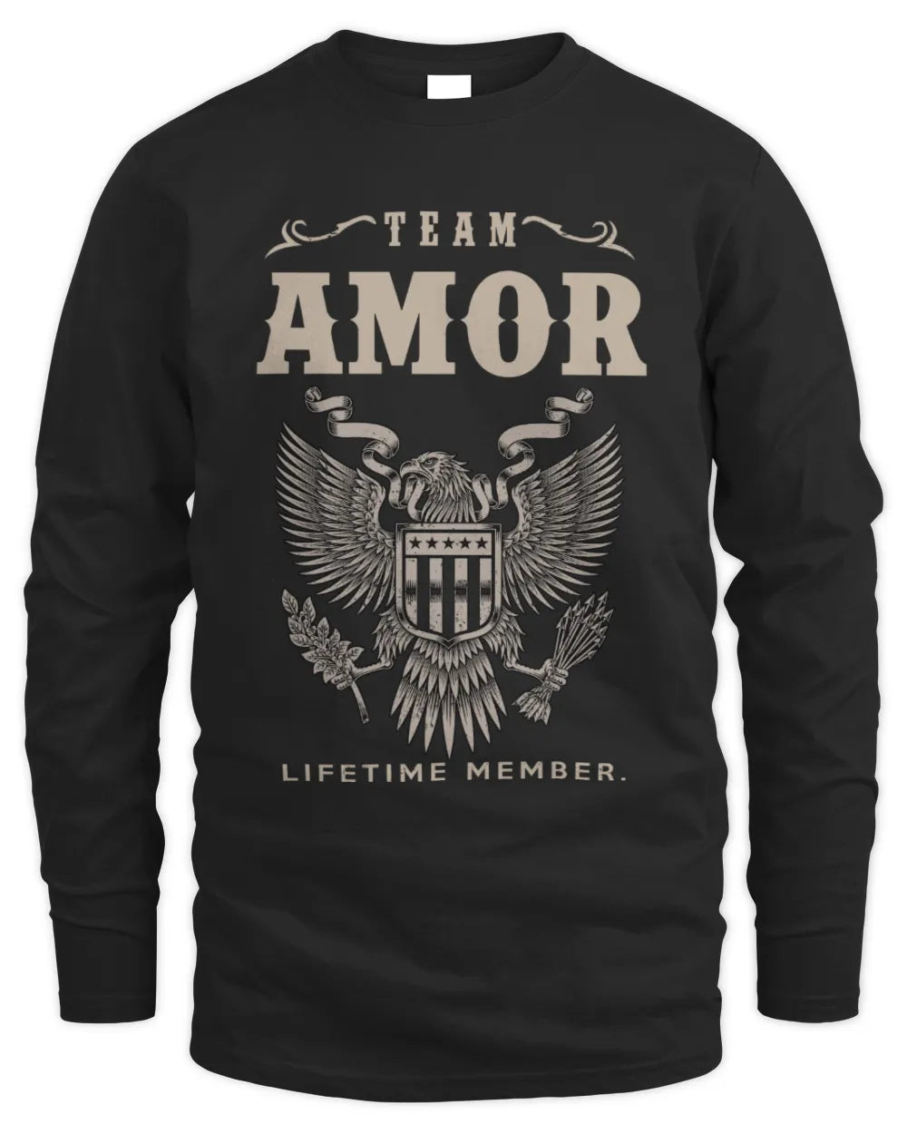 AMOR TP06-K82 – Personalized Classic Style Apparel “Team NAME Lifetime Member” - Men's Long Sleeved T-Shirt - Black