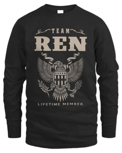 REN TP06-K82 – Personalized Classic Style Apparel “Team NAME Lifetime Member” - Men's Long Sleeved T-Shirt - Black