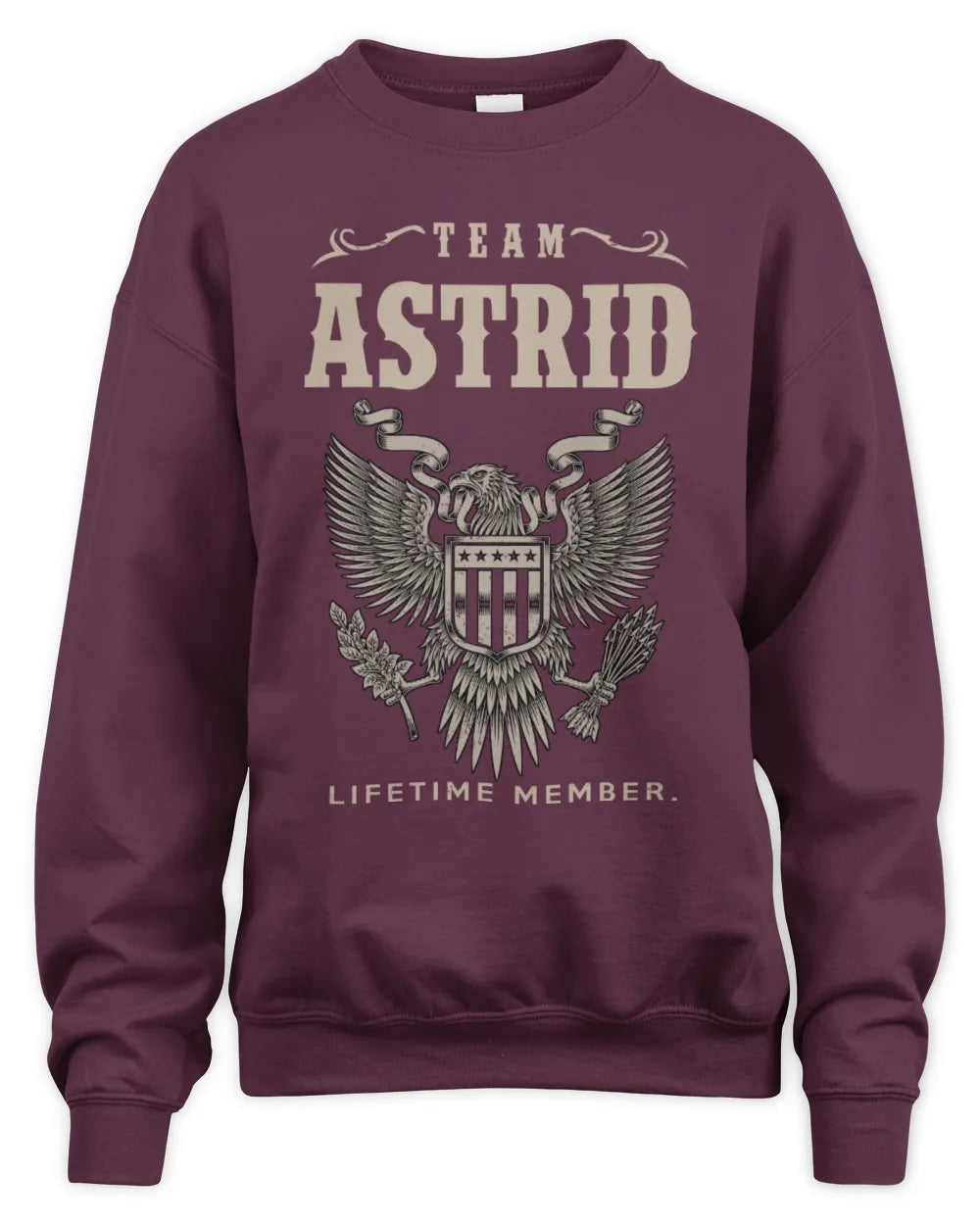ASTRID TP06-K82 – Personalized Classic Style Apparel “Team NAME Lifetime Member” - Unisex Sweatshirt - Maroon