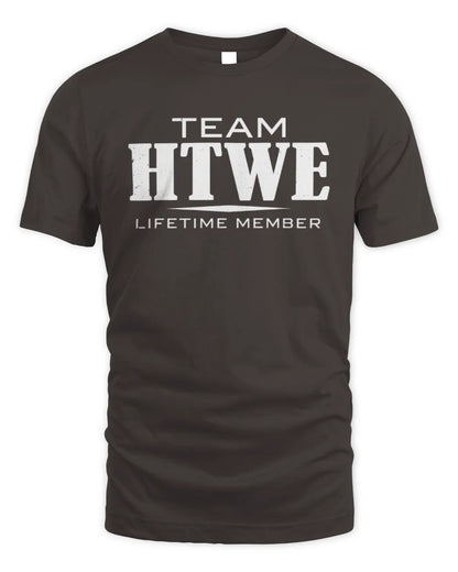 HTWE BL62-K4-128 - Personalized “Team NAME Lifetime Member” - Unisex Standard T-Shirt - Dark Chocolate