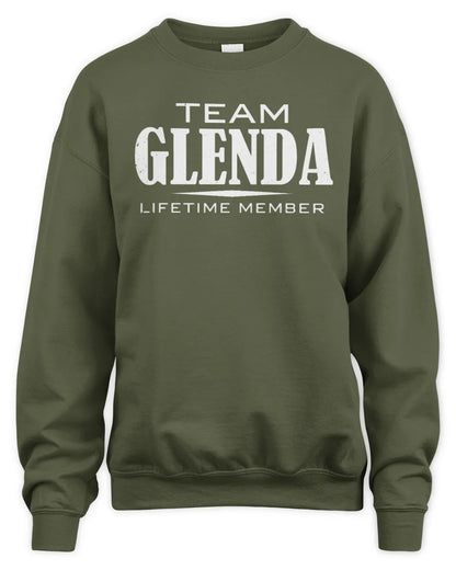GLENDA BL62-K4-128 - Personalized “Team NAME Lifetime Member” - Unisex Sweatshirt - Military Green