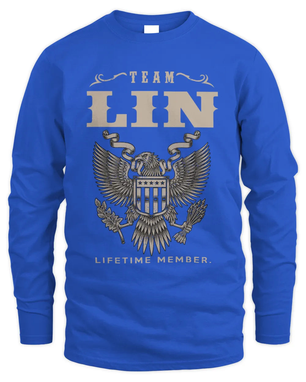 LIN TP06-K82 – Personalized Classic Style Apparel “Team NAME Lifetime Member” - Men's Long Sleeved T-Shirt - Royal
