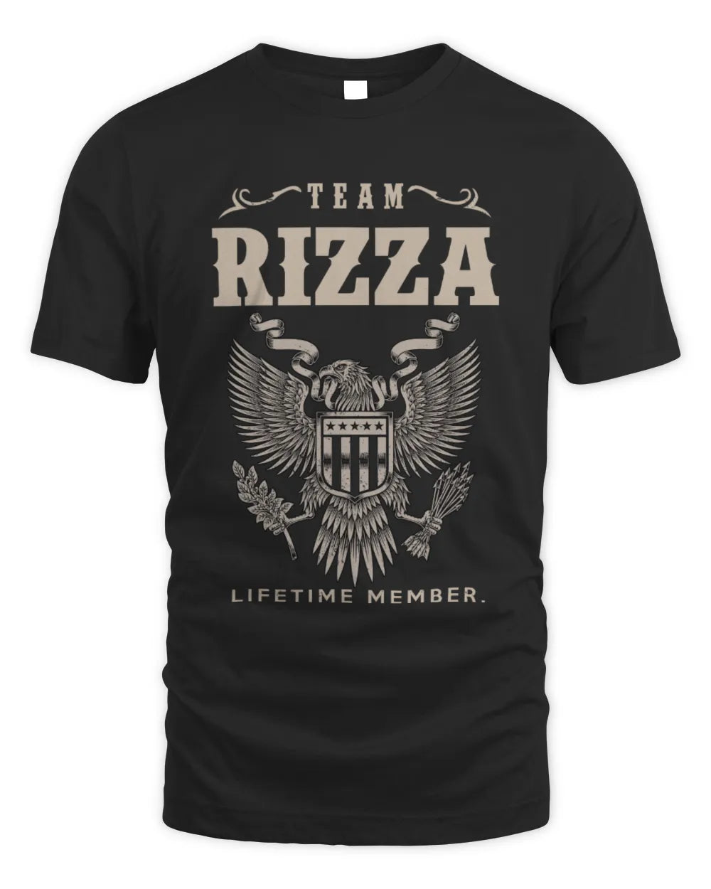 RIZZA TP06-K82 – Personalized Classic Style Apparel “Team NAME Lifetime Member” - Unisex Standard T-Shirt - Black