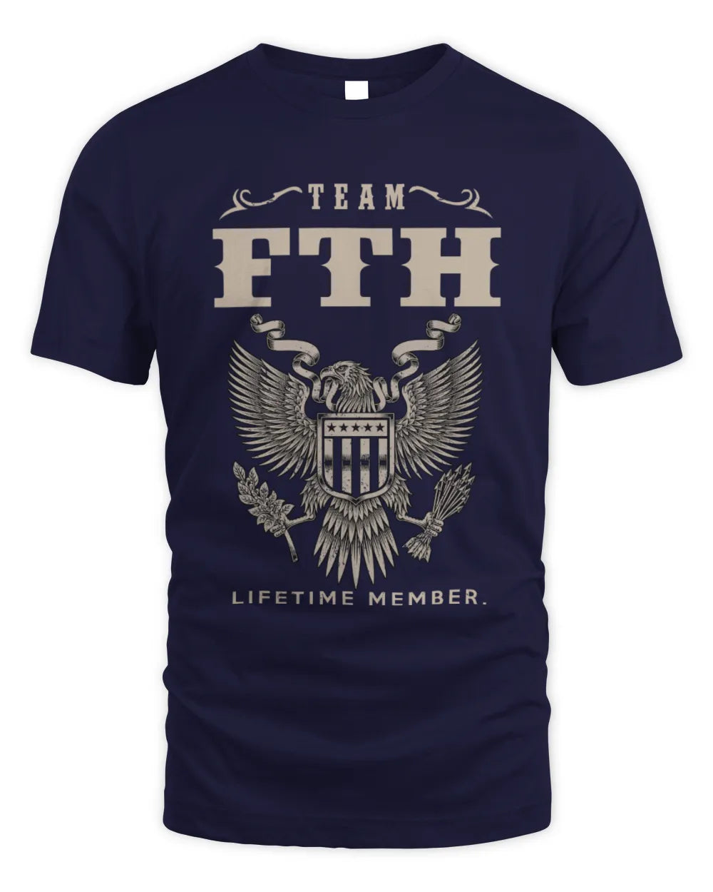 FTH TP06-K82 – Personalized Classic Style Apparel “Team NAME Lifetime Member” - Unisex Standard T-Shirt - Navy