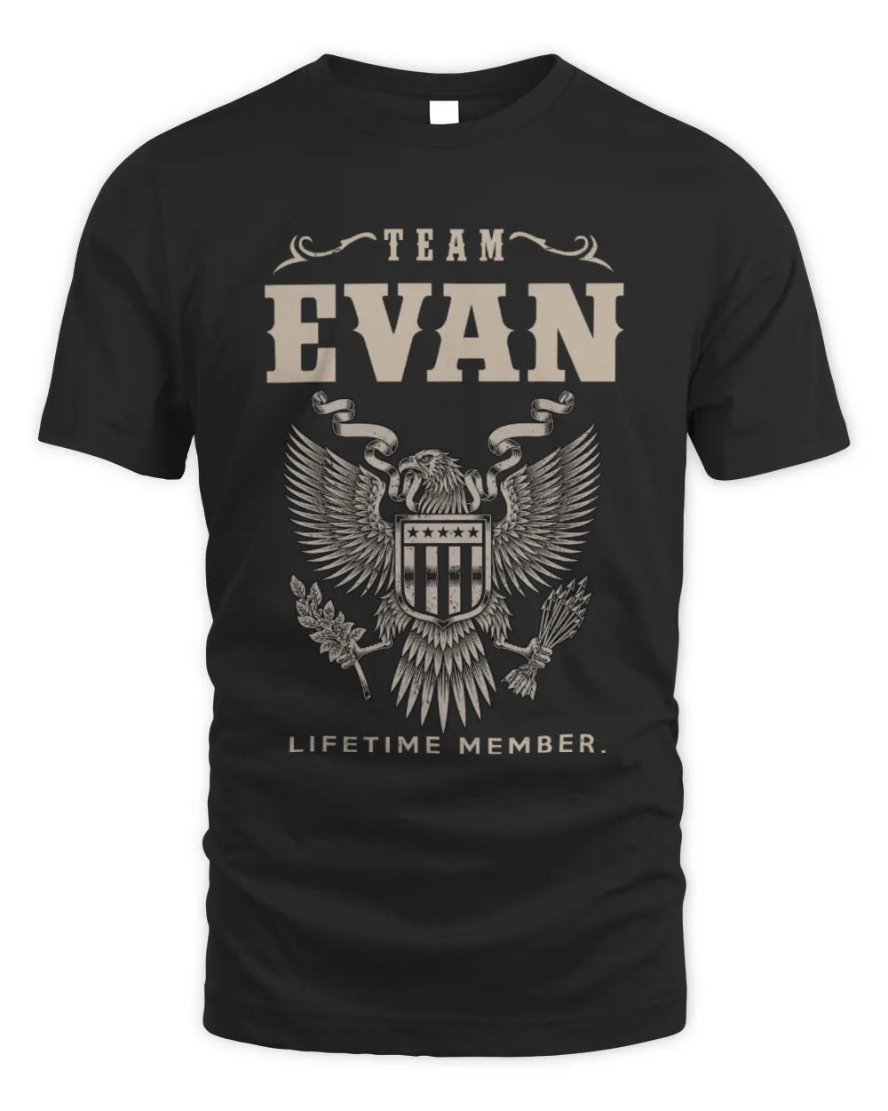 EVAN TP06-K82 – Personalized Classic Style Apparel “Team NAME Lifetime Member” - Unisex Standard T-Shirt - Black