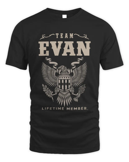 EVAN TP06-K82 – Personalized Classic Style Apparel “Team NAME Lifetime Member” - Unisex Standard T-Shirt - Black