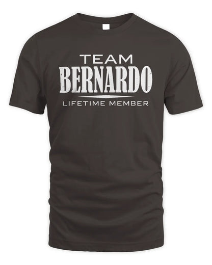 BERNARDO BL62-K4-128 - Personalized “Team NAME Lifetime Member” - Unisex Standard T-Shirt - Dark Chocolate