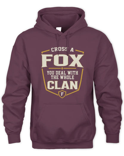 FOX NT1-K008 Cross A/An NAME, You Deal With the Whole Clan | Personalized Vintage T-Shirt - Unisex Hoodie - Maroon